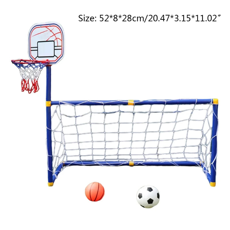 Kinder Outdoor-Sportfußballtor Zwei-in-Eins-Anzug Jungen und Mädchen Basketballständer Tragbares Fußballtor Plastikspielzeug
