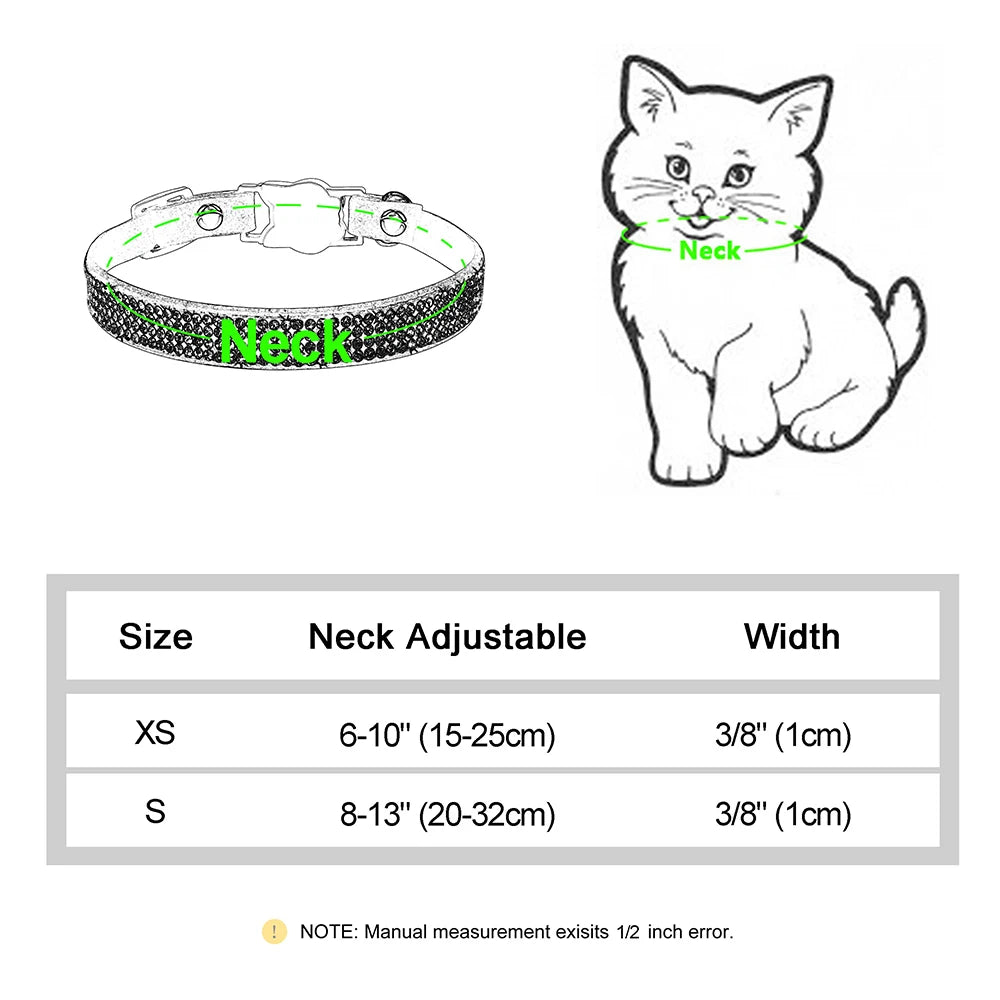 Weiches Wildleder Katzenhalsband Bling Strass Katzen Halsbänder mit Glocke Sicherheit Haustier Welpen Halskette Verstellbar XS S Pink