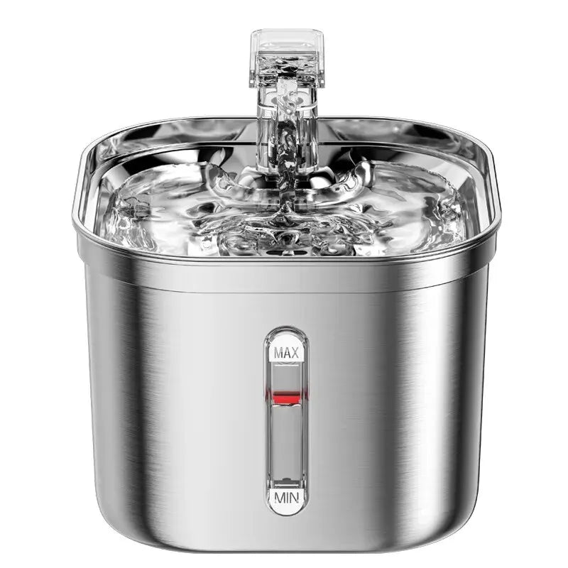 Automatischer Katzenwasserbrunnen Edelstahl-Katzenbrunnen mit Filter Visueller Wasserstand Haustier Welpe Katzen Trinkwasserspender